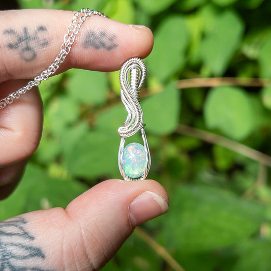 Stella - Ethiopian Opal Sterling Silver Wrapped Pendant