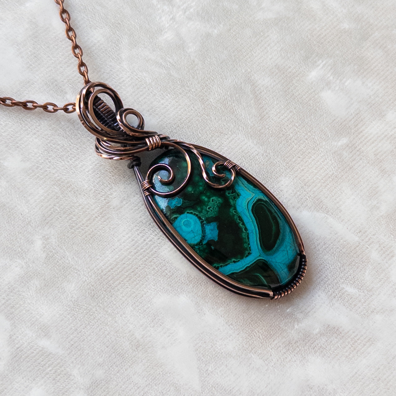 Malacholla Antiqued Copper Pendant