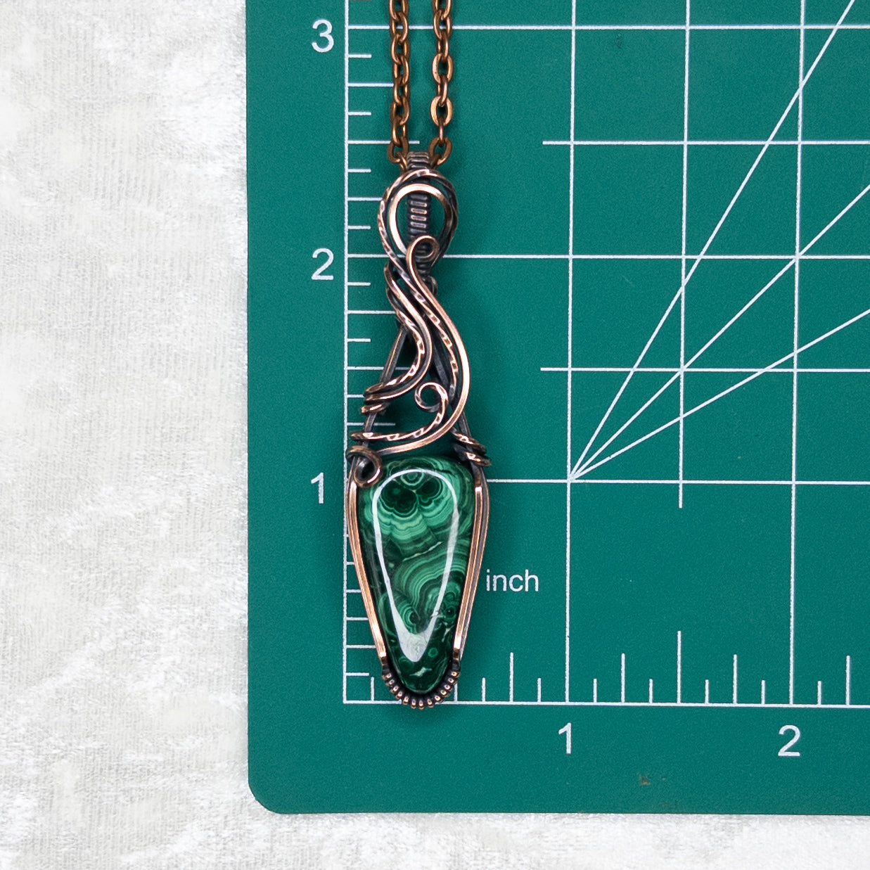 “Blossom” Malachite Antiqued Copper Pendant