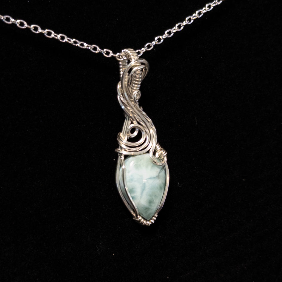 Dainty Larimar .925 Sterling Silver Pendant