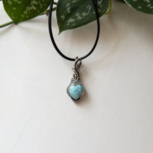 Load image into Gallery viewer, Larimar Heart &amp; Sterling Silver Wrapped Pendant
