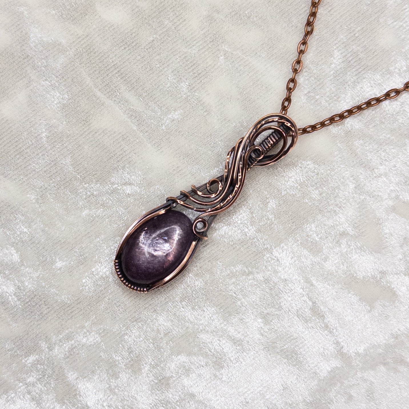 Lepidolite Antiqued Copper Pendant