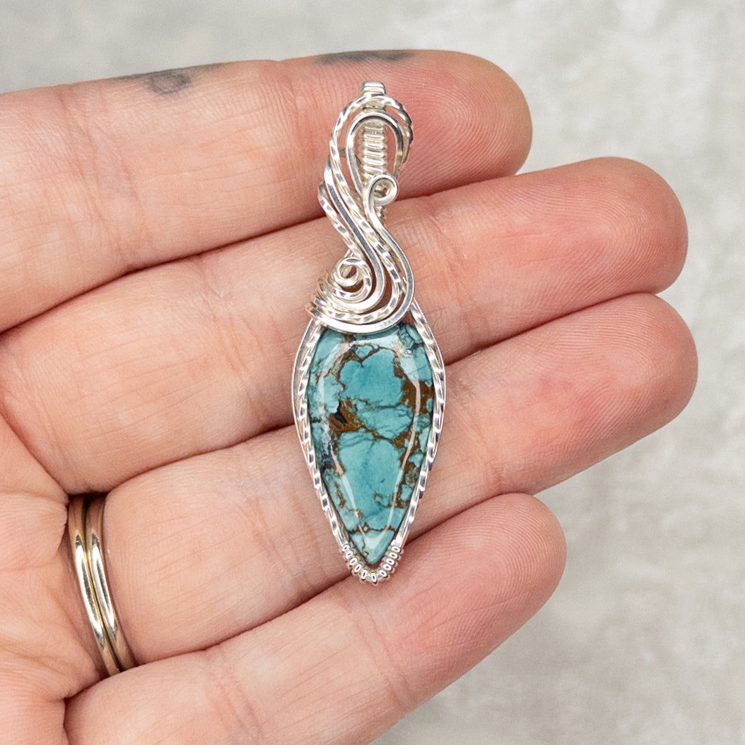 Hubei Turquoise & .925 Sterling Silver Pendant