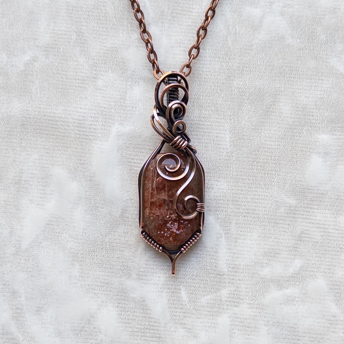Confetti Sunstone Antiqued Copper Pendant