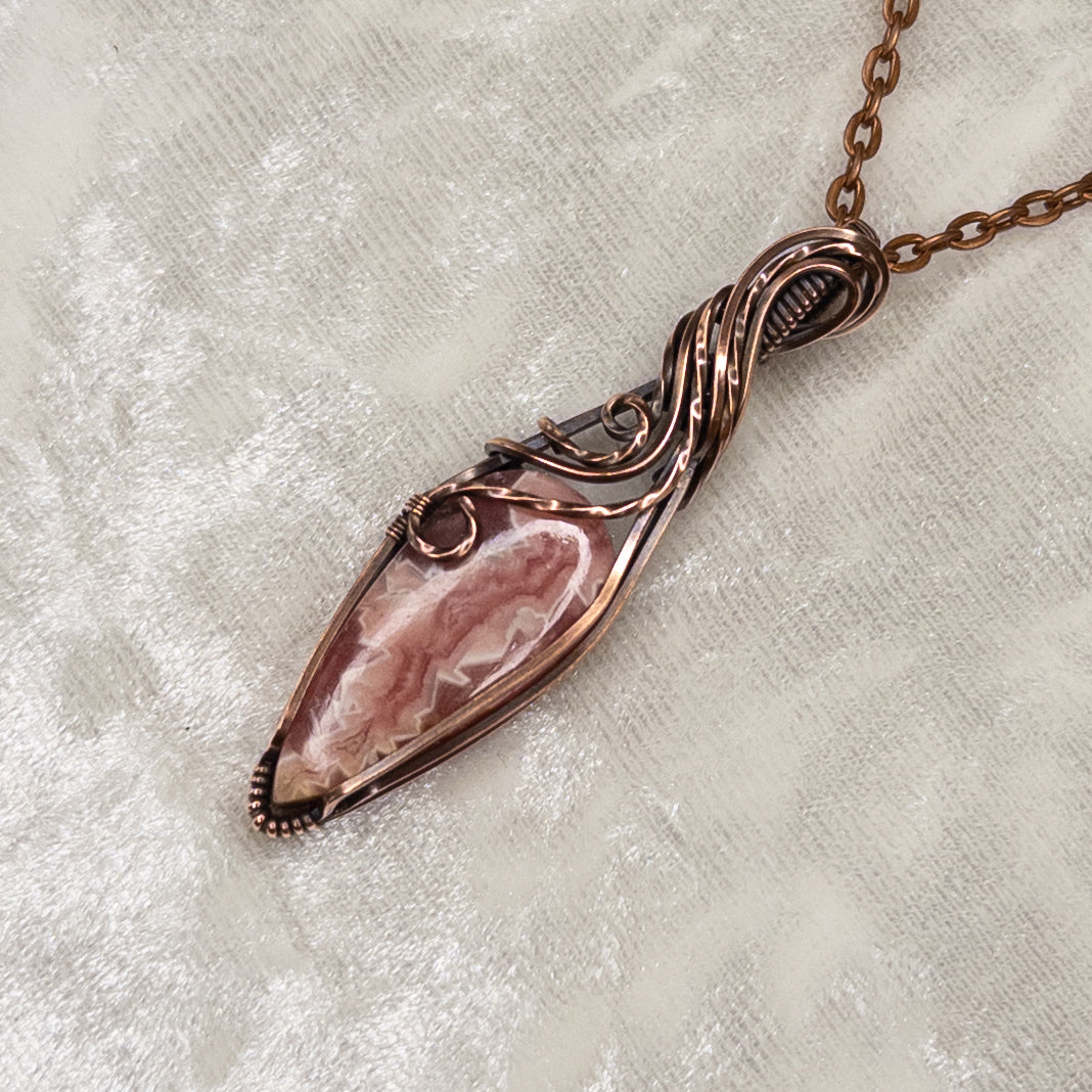 Rhodochrosite Antiqued Copper Pendant