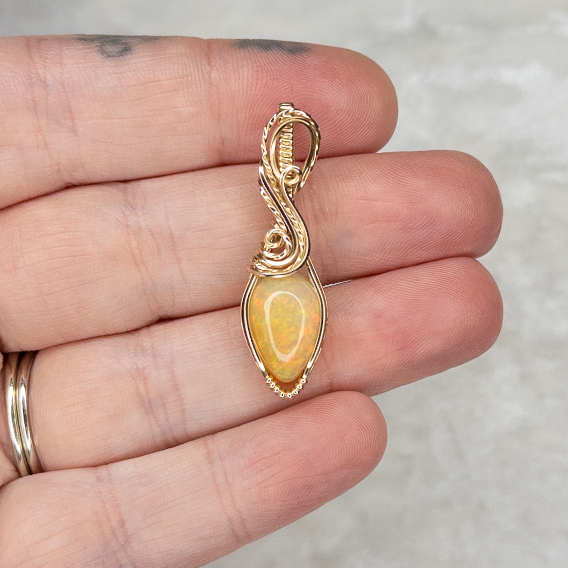 3.10ct. Ethiopian Opal & 14K. Gold-Filled Pendant