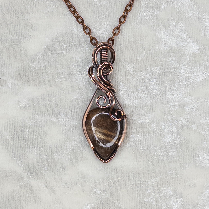 Chocolate Sunstone Antiqued Copper Pendant