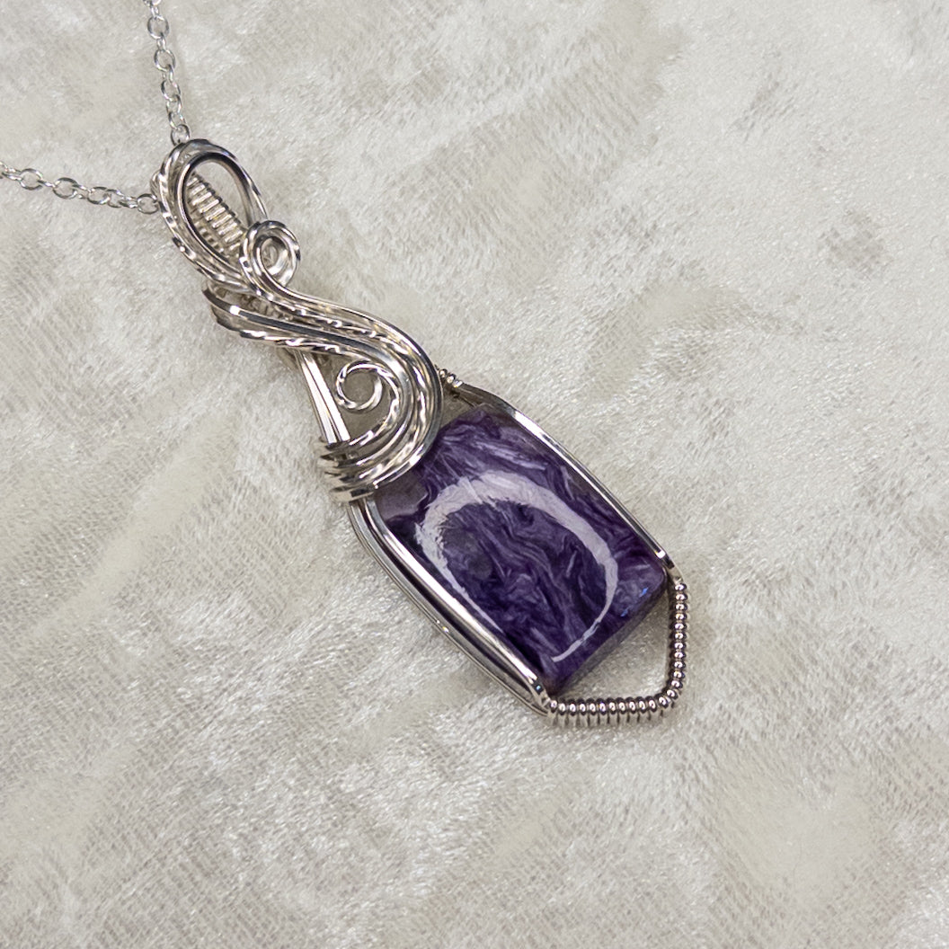 Charoite .925 Sterling Silver Pendant