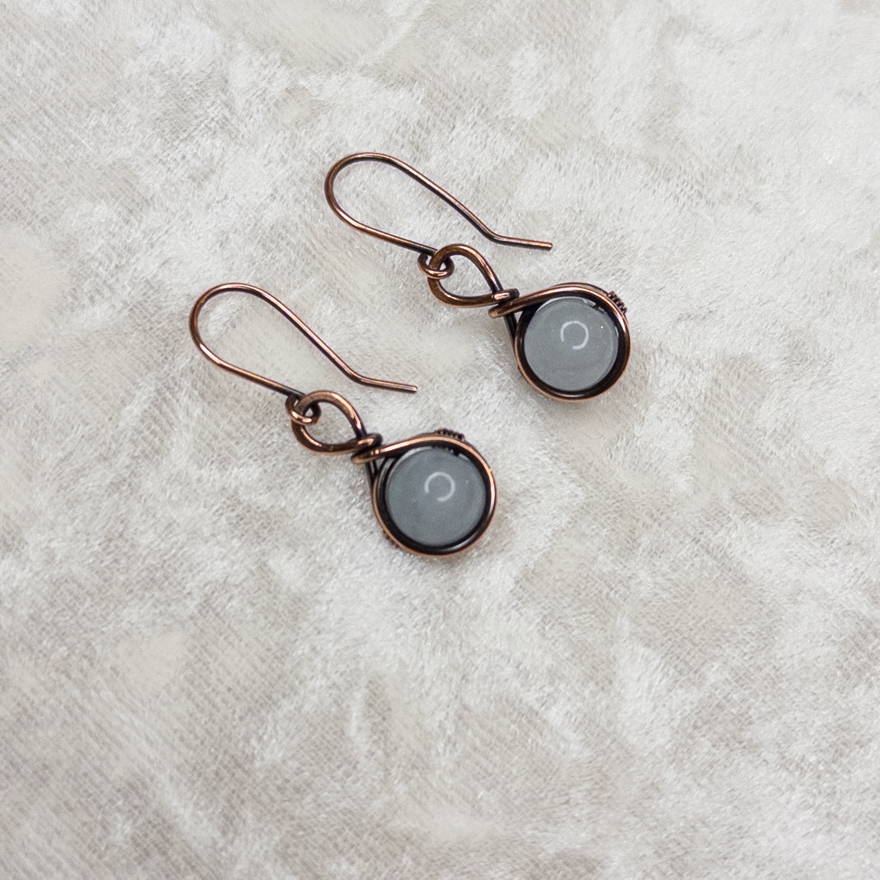 Aquamarine Antiqued Copper Earrings