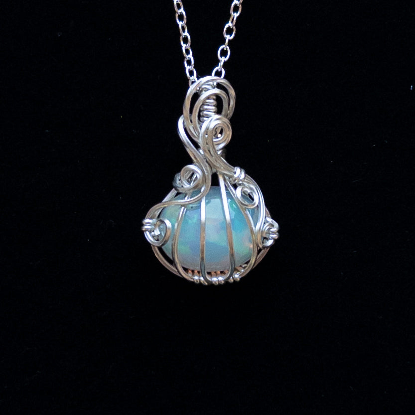 3.6 Carat Ethiopian Opal Sterling Silver Pumpkin Pendant