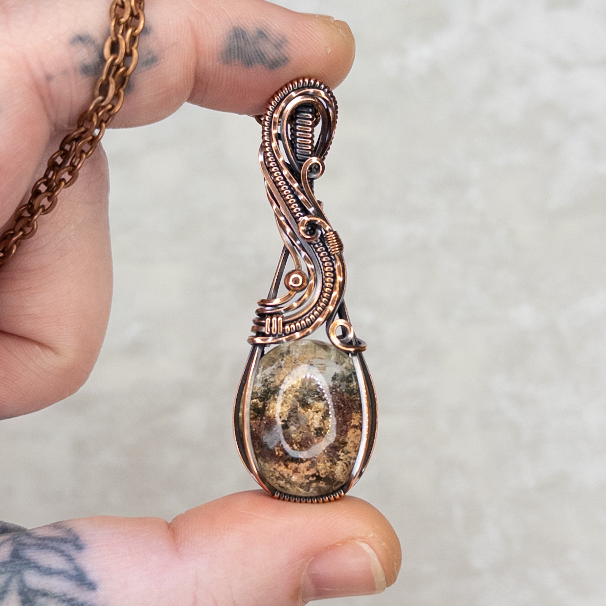 Garden Quartz Antiqued Copper Pendant