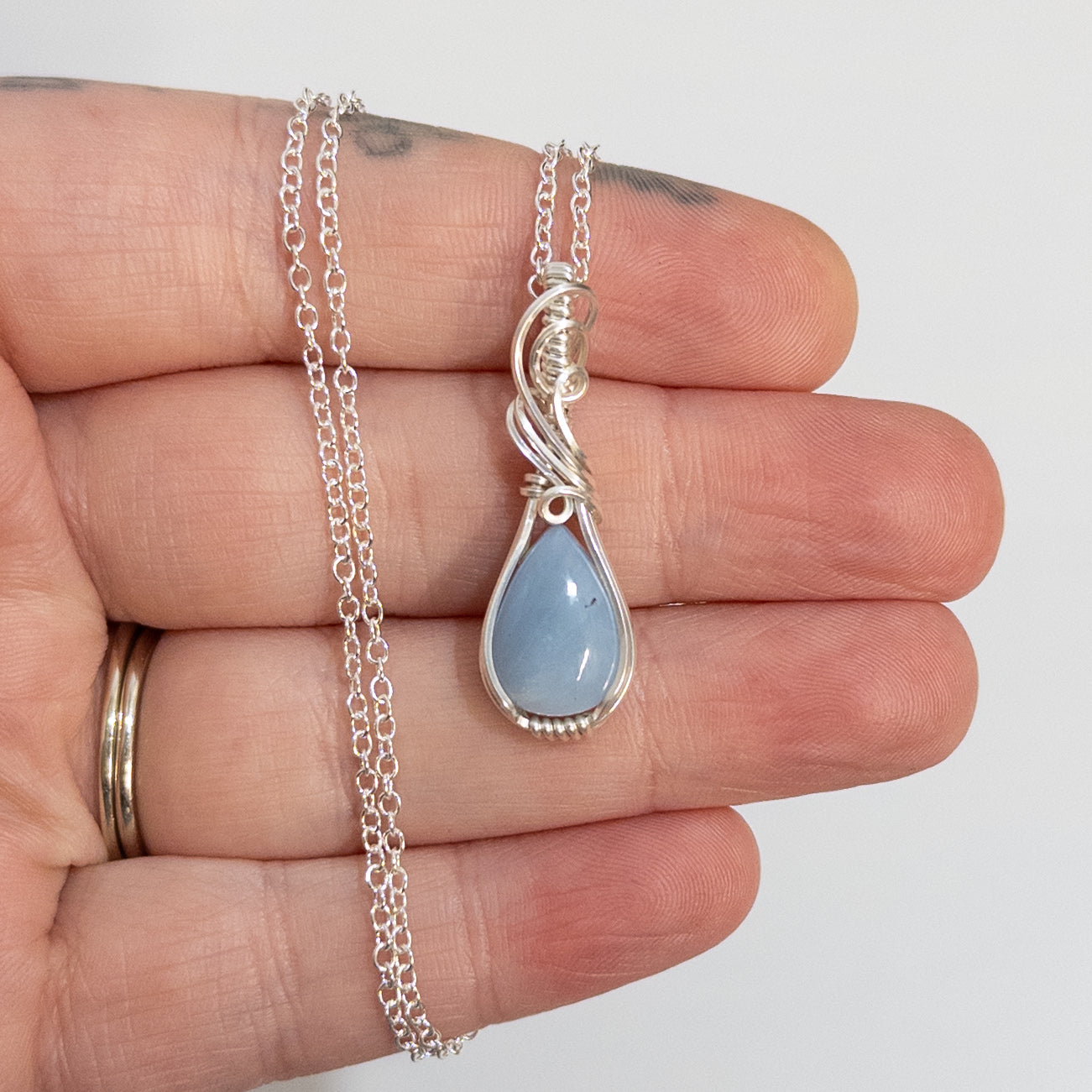 Blue Opal Sterling Silver Pendant