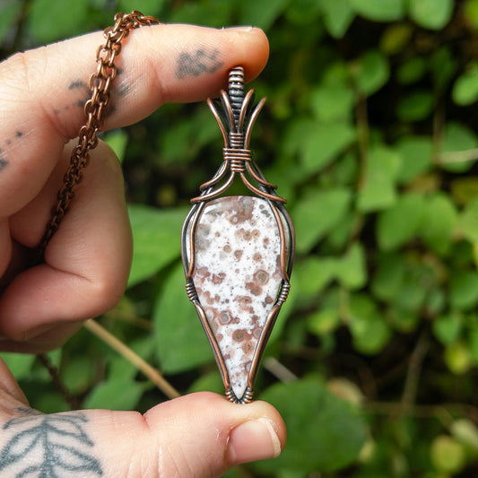 Speckled Agate Copper Wrapped Pendant