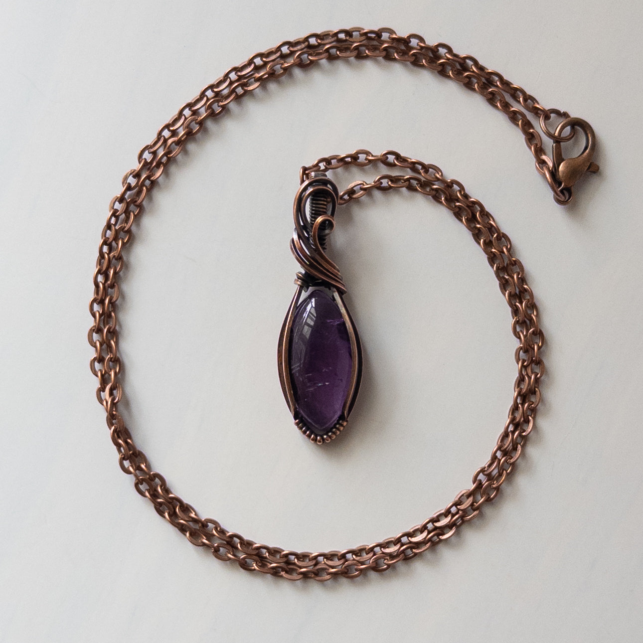 Dainty Amethyst Copper Wrapped Pendant