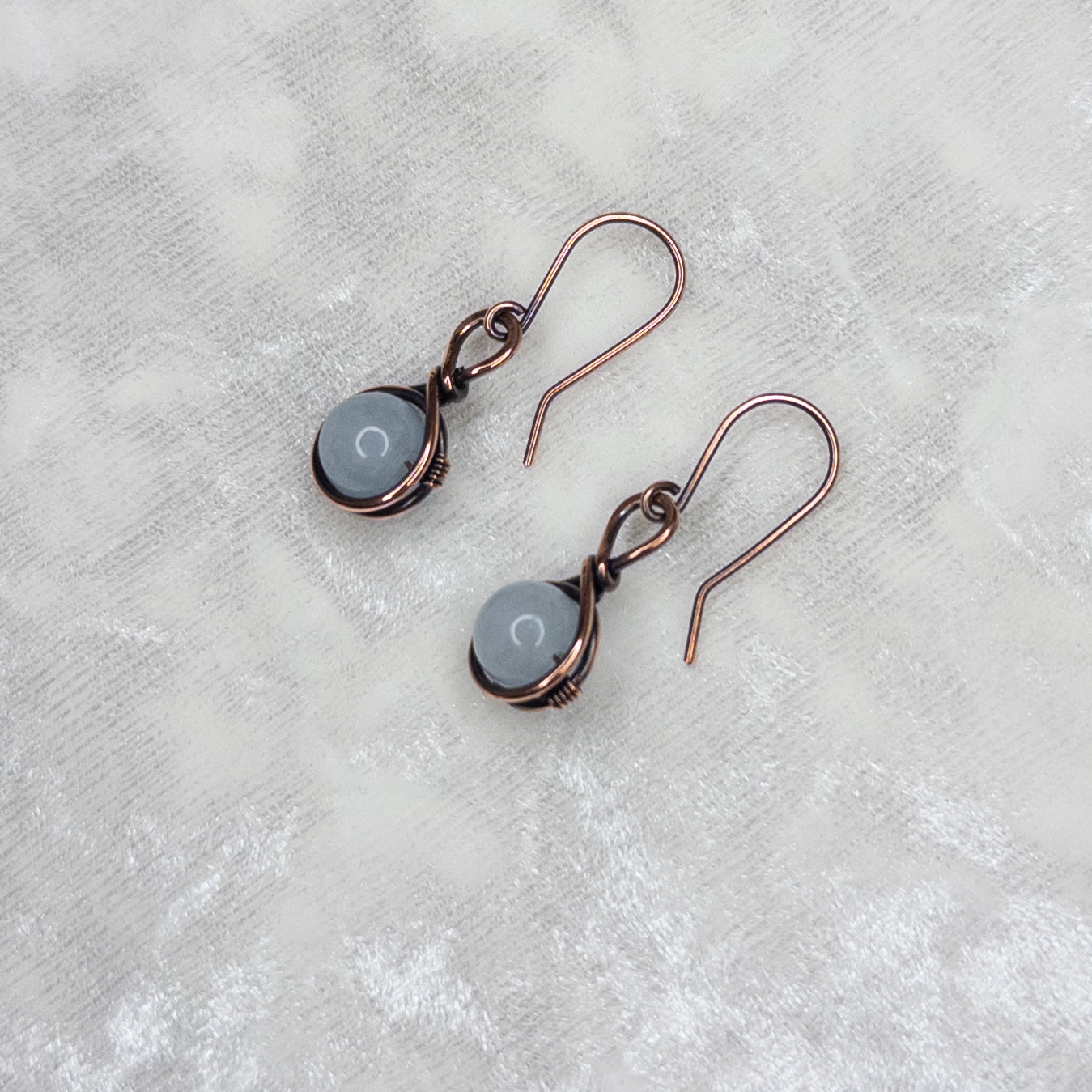 Aquamarine Antiqued Copper Earrings