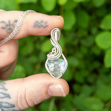 Load image into Gallery viewer, Mughal Flower Carved Rainbow Moonstone &amp; Sterling Silver Wrapped Pendant
