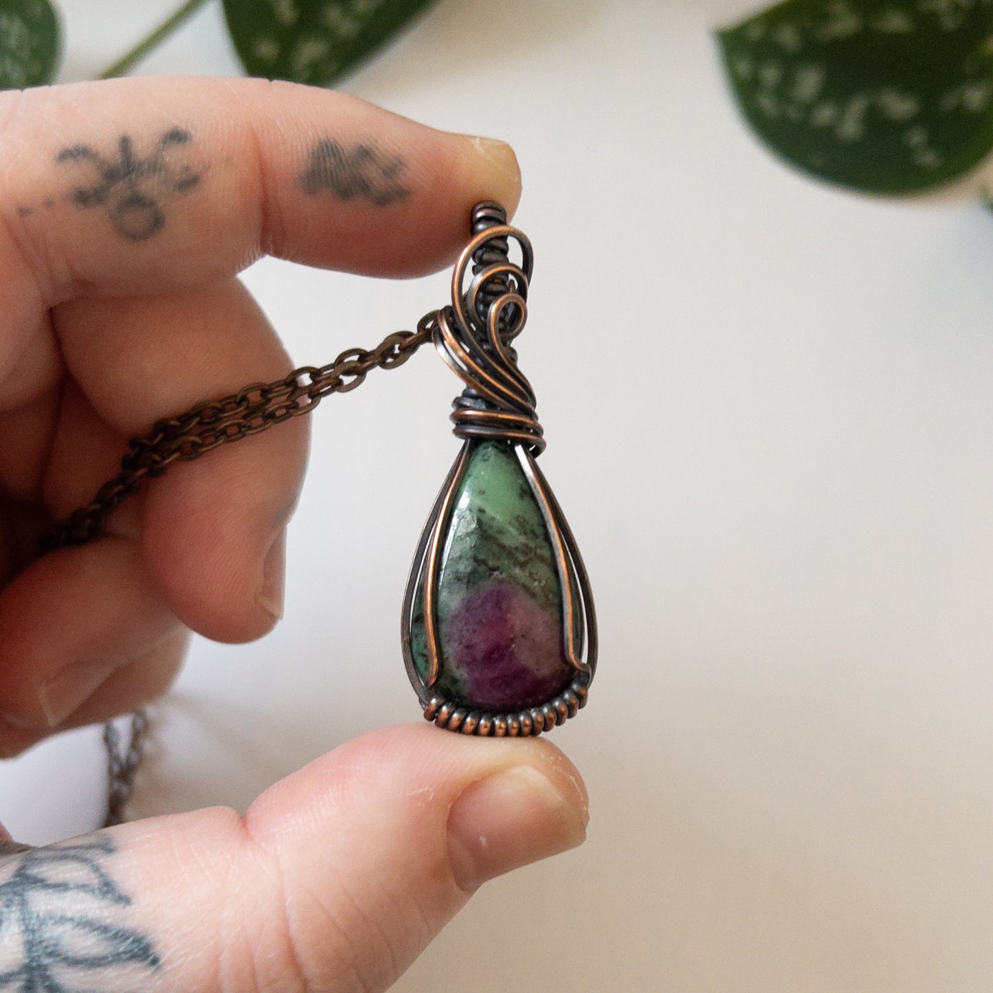 Ruby In Zoisite & Copper Wrapped Pendant