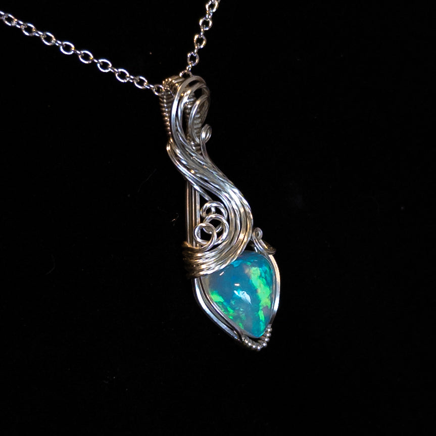 3.85ct. Ethiopian Opal & Sterling Silver Pendant