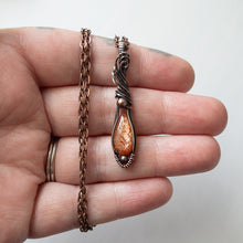 Load image into Gallery viewer, Dainty Sunstone &amp; Copper Wrapped Pendant
