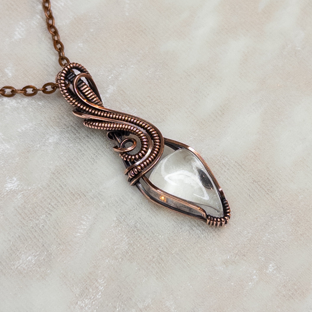Clear Quartz Antiqued Copper Pendant
