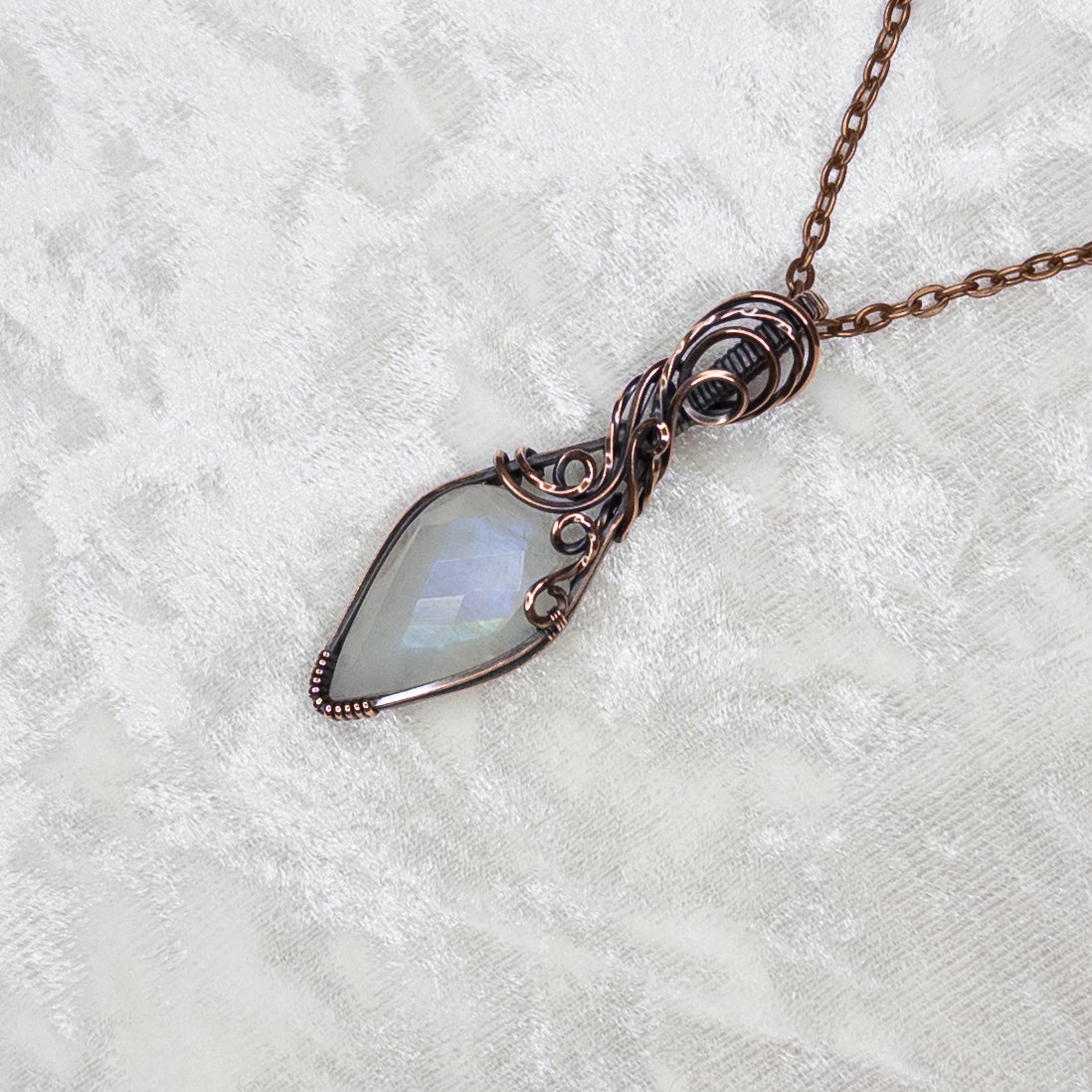 Rose Cut Moonstone Antiqued Copper Pendant