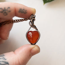 Load image into Gallery viewer, Mini Carnelian Heart &amp; Copper Wrapped Pendant - C
