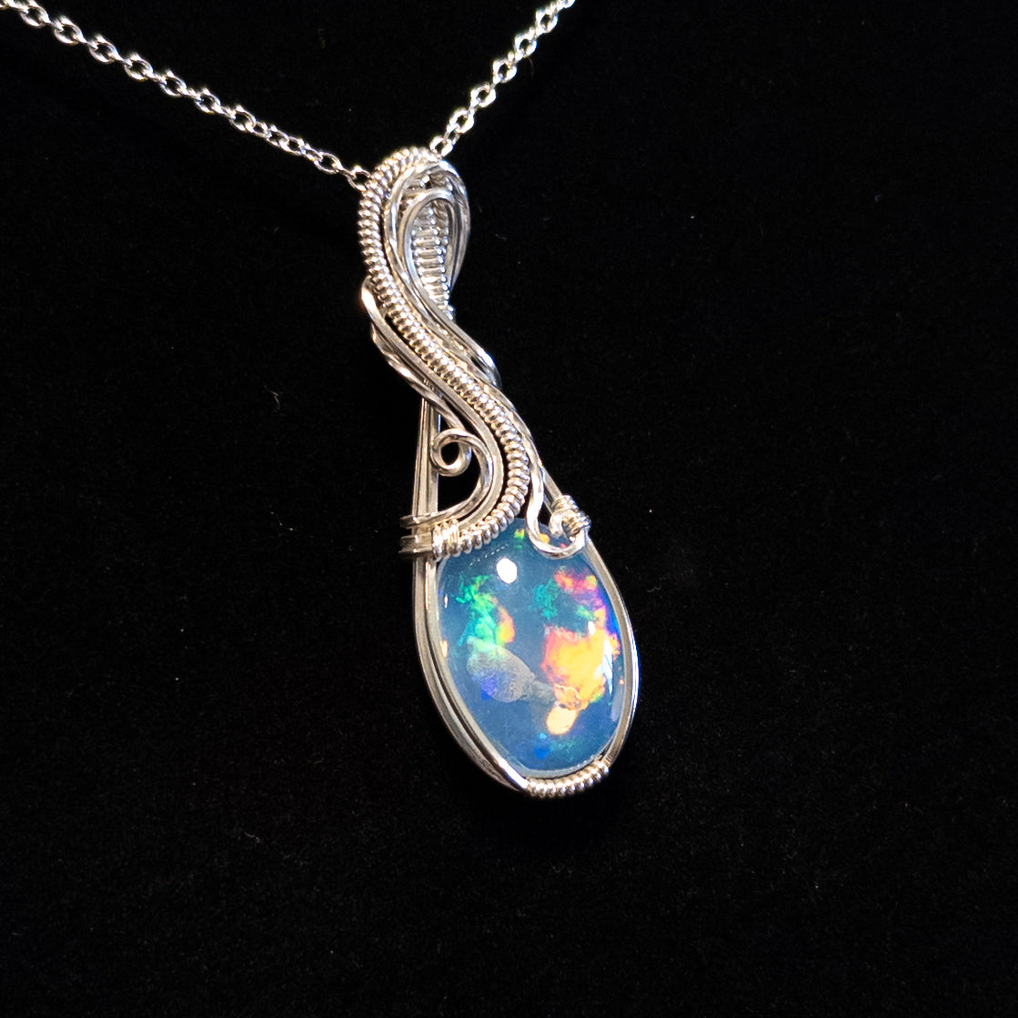 11.75ct. Ethiopian Opal .925 Sterling Silver Pendant