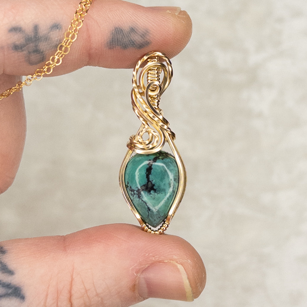 Dainty Turquoise 14k Gold-Filled Pendant