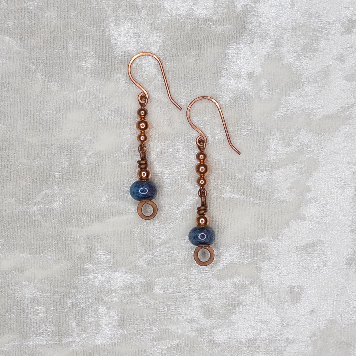 “Wisteria” Porcelain Beaded Copper Earrings