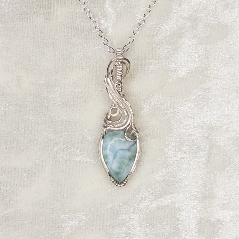 Dainty Larimar .925 Sterling Silver Pendant