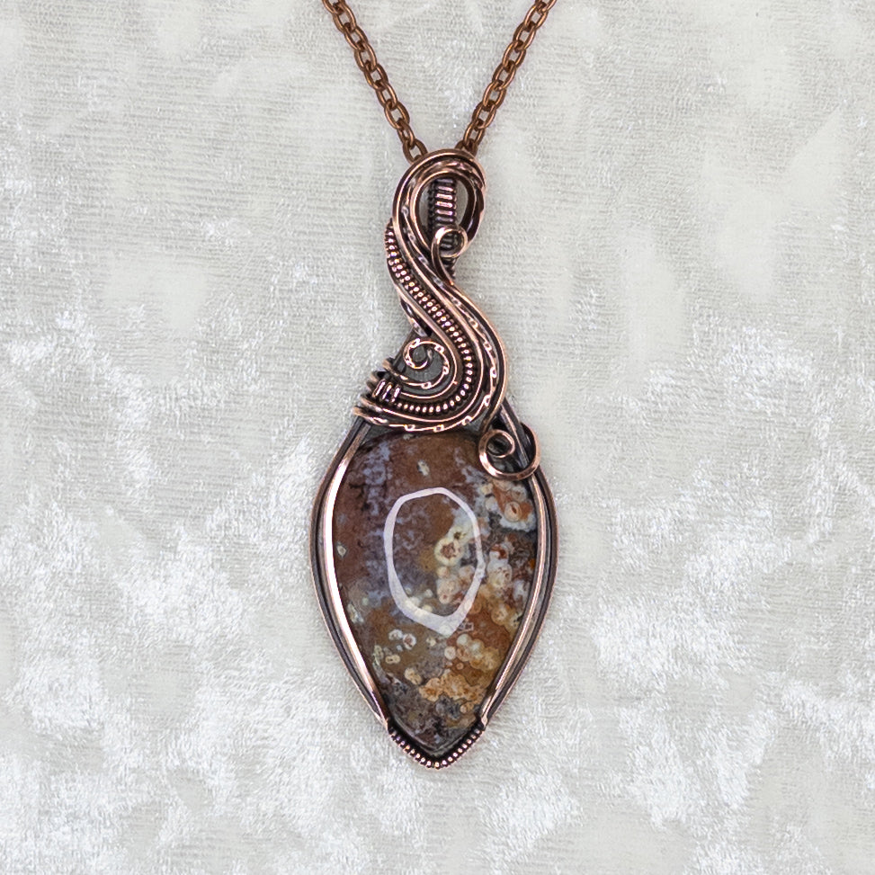 Colorful Ocean Jasper Antiqued Copper Pendant