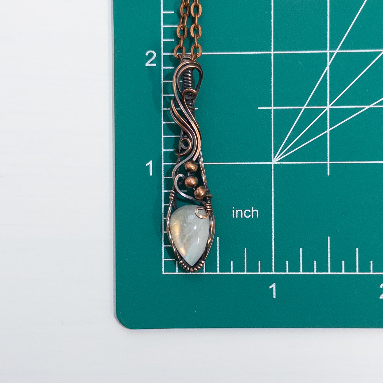 Dainty Rainbow Moonstone Copper Wrapped Pendants