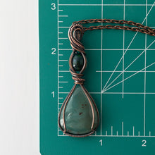 Load image into Gallery viewer, Aquaprase &amp; Smoked Opal Antiqued Copper Wrapped Pendant
