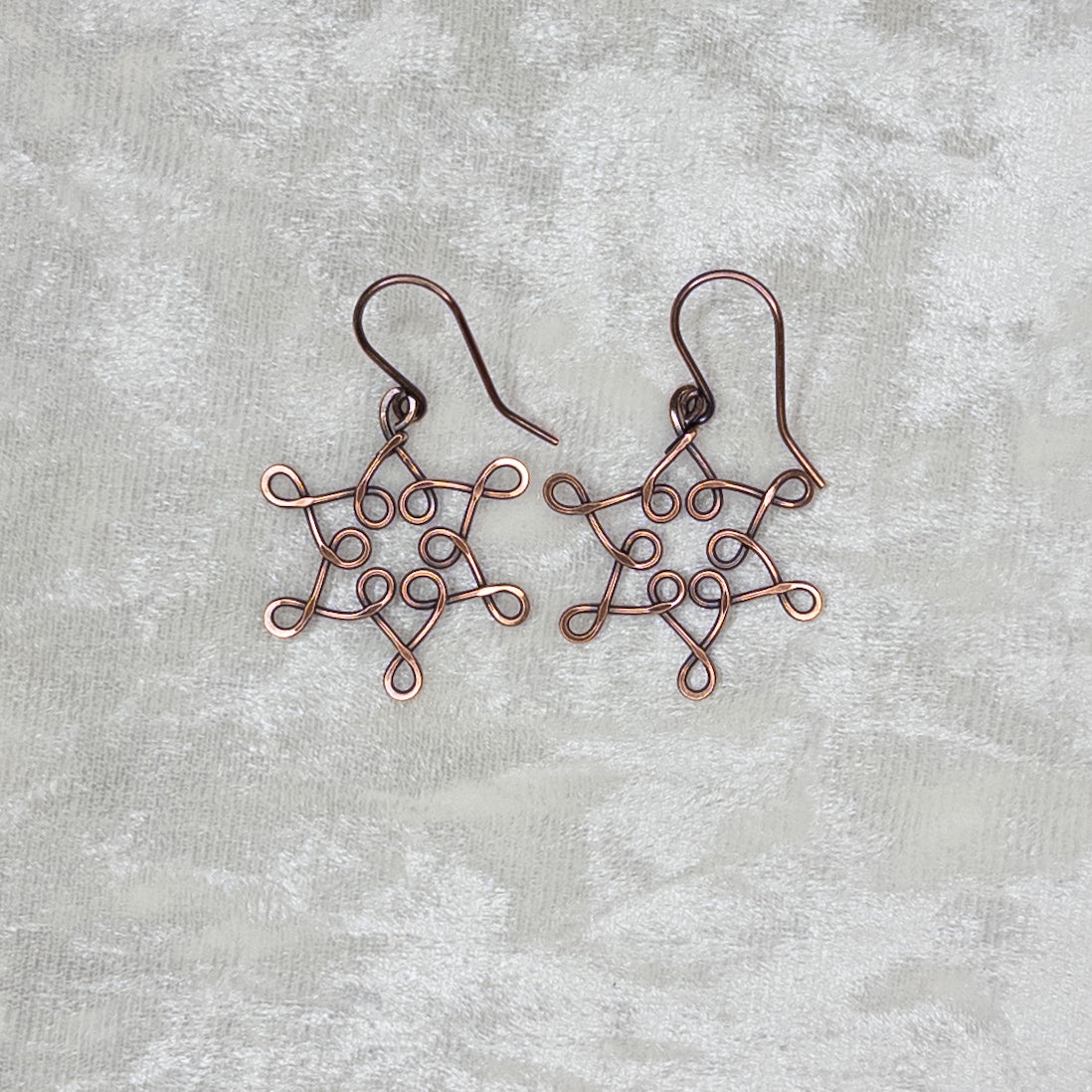 Hammered & Antiqued Copper Snowflake Earrings