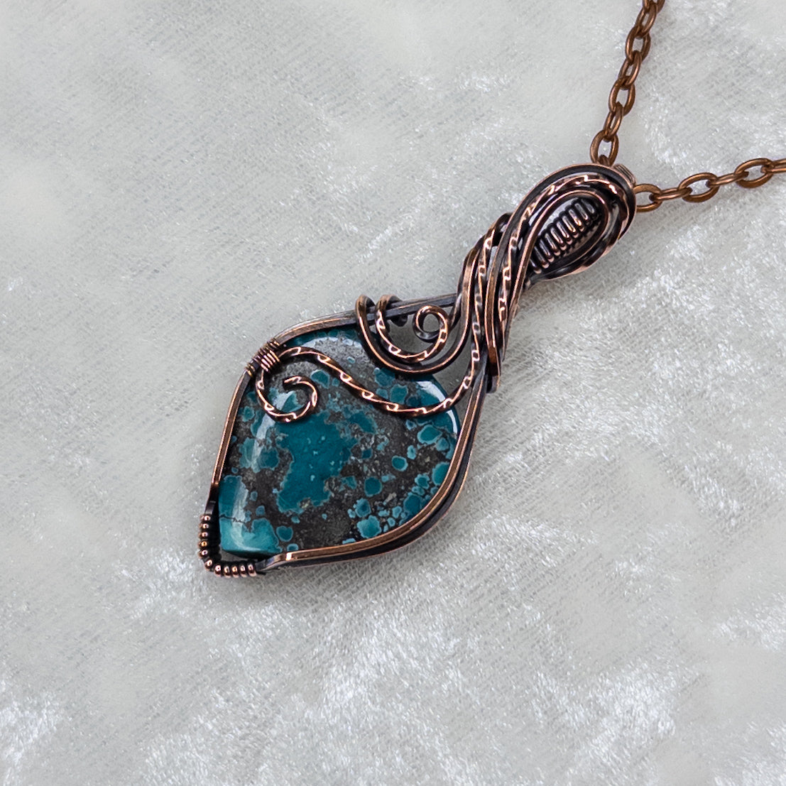 Hubei Turquoise Antiqued Copper Pendant