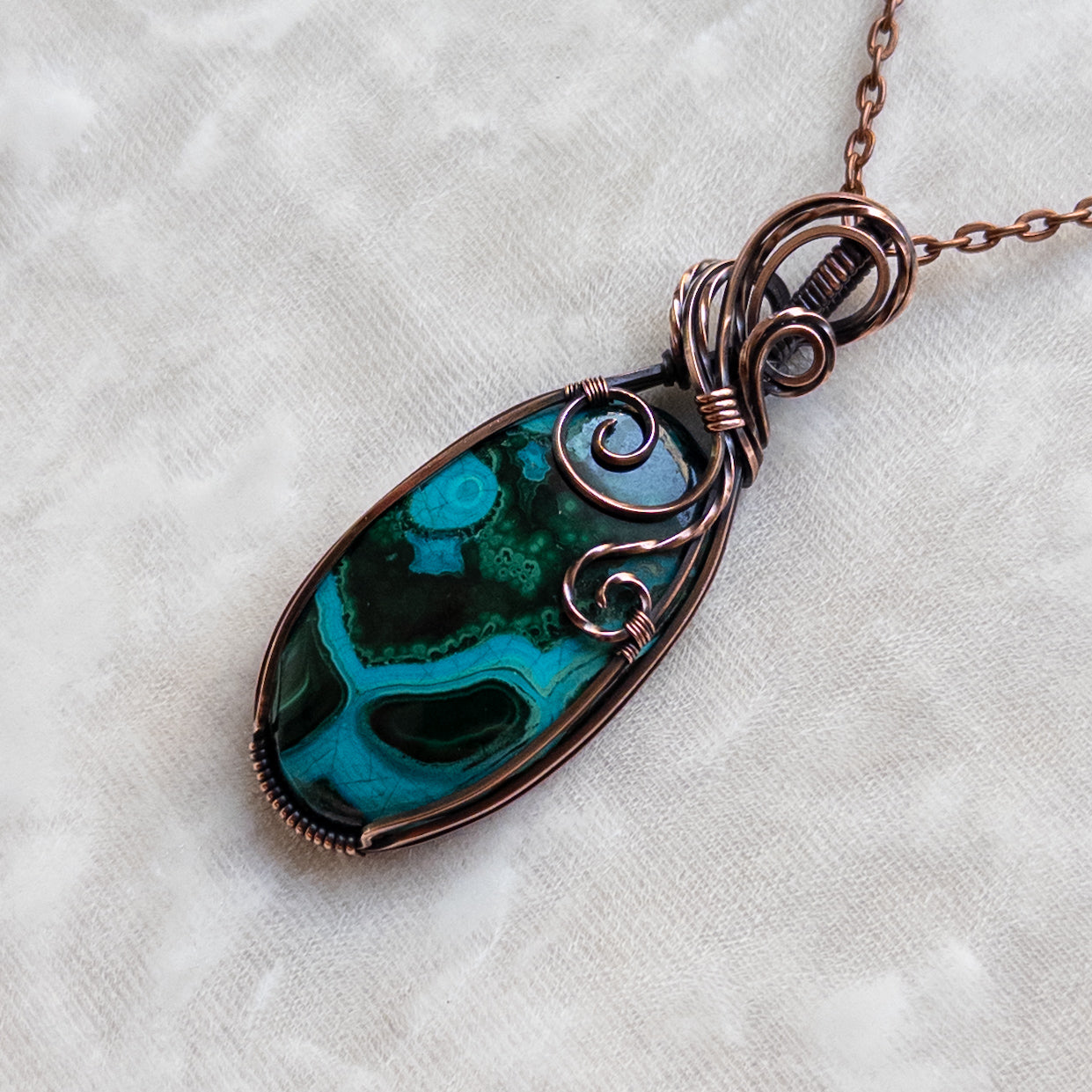 Malacholla Antiqued Copper Pendant