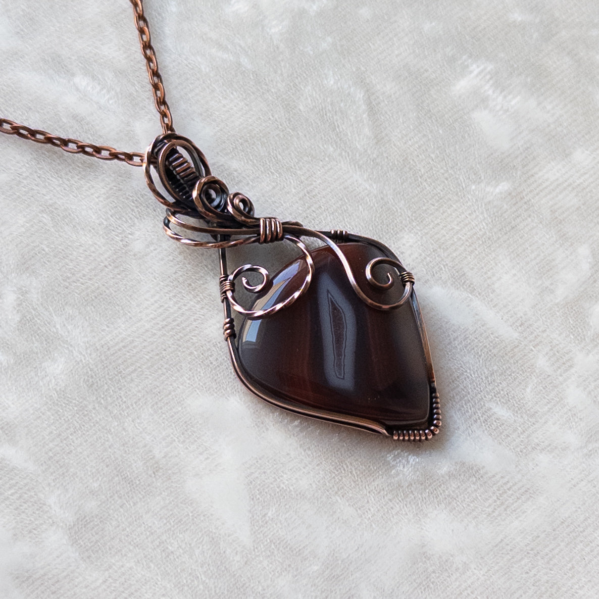 Maroon Botswana Agate Antiqued Copper Pendant