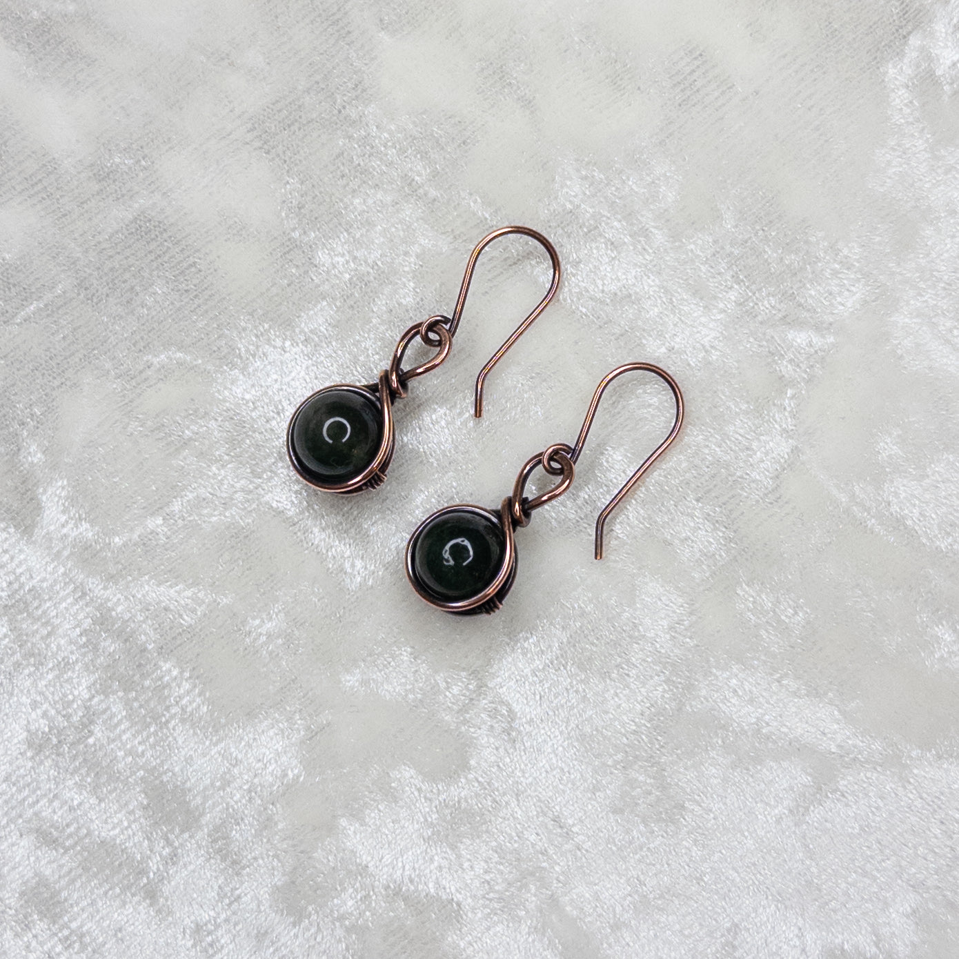 Moss Agate Antiqued Copper Earrings