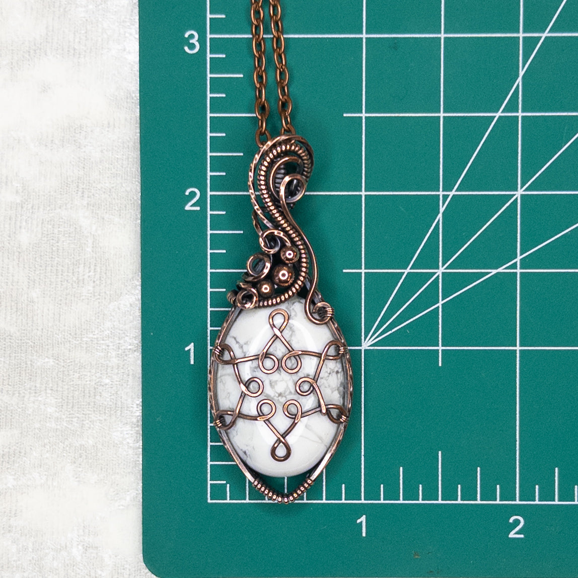 Howlite Snowflake Antiqued Copper Pendant - C