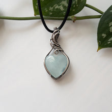 Load image into Gallery viewer, Aquamarine Heart &amp; Sterling Silver Wrapped Pendant
