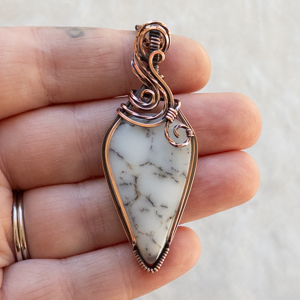 Dendritic Opal Antiqued Copper Pendant