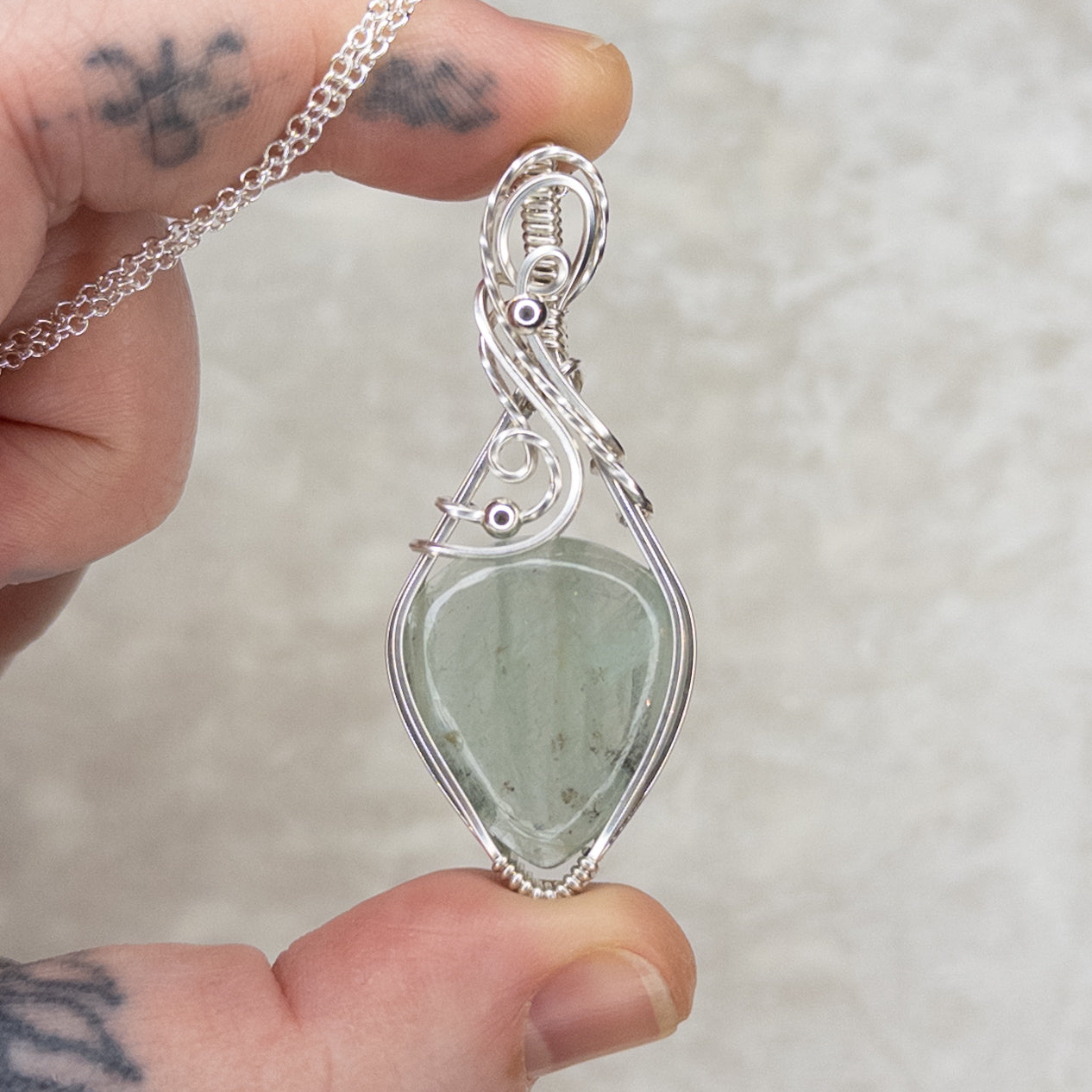 Green Tanzanian Sunstone & .925 Sterling Silver Pendant