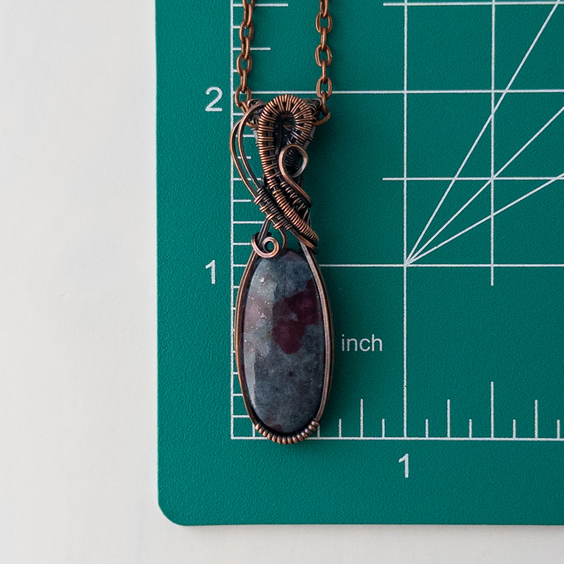 Ruby in Kyanite Copper Wrapped & Woven Pendant