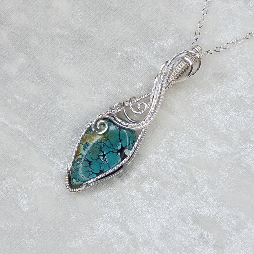 Hubei Turquoise & .925 Sterling Silver Pendant