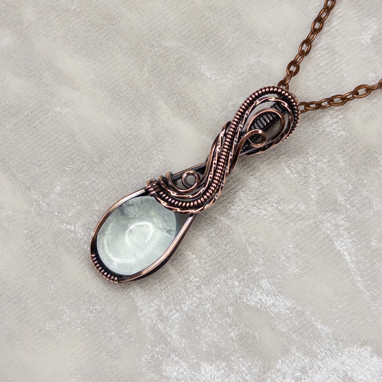 *March Birthstone* Aquamarine Antiqued Copper Pendant