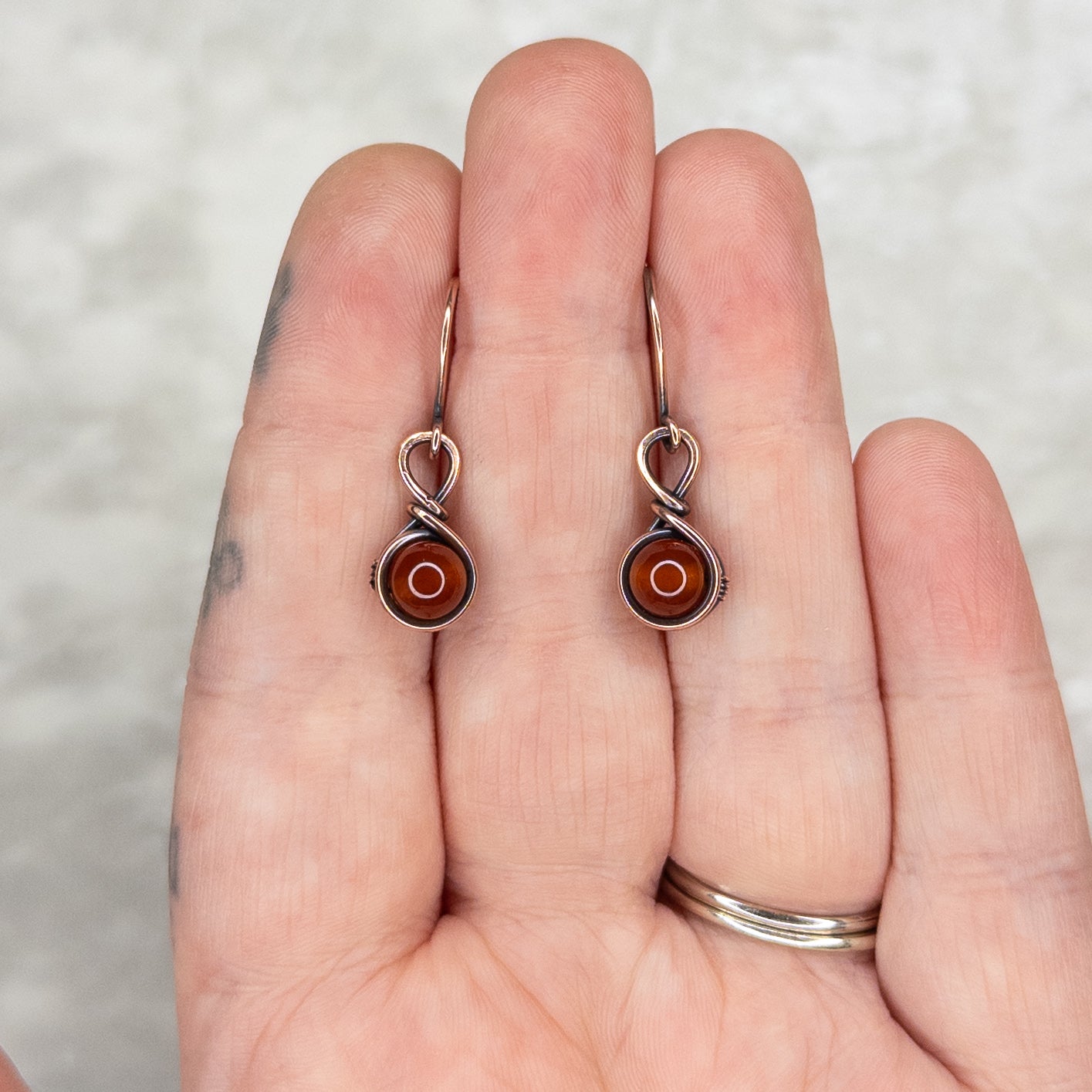 Carnelian Antiqued Copper Earrings