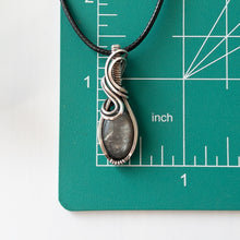 Load image into Gallery viewer, Dainty Black Moonstone &amp; Sterling Silver Wrapped Pendant
