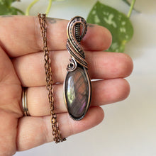 Load image into Gallery viewer, Sunset Labradorite &amp; Antiqued Copper Wrapped Pendant
