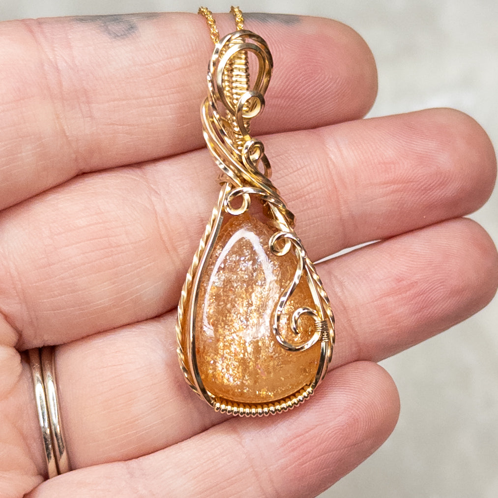 22.7 Carat Confetti Sunstone 14k Gold-Filled Pendant