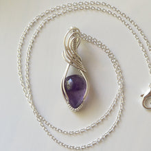 Load image into Gallery viewer, Amethyst &amp; Sterling Silver Wrapped Pendant
